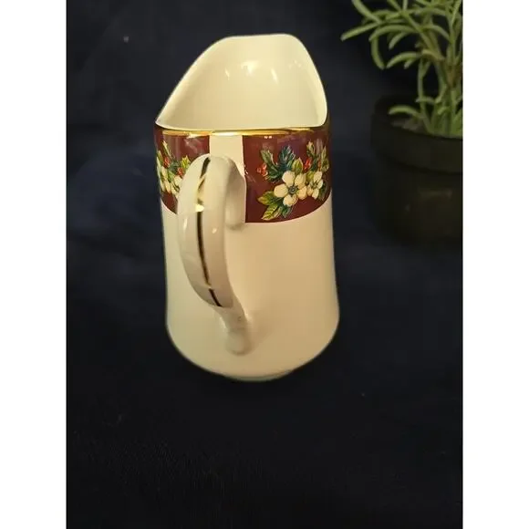 Splendor by Sakura Sugar Bowl and Creamer Pitcher Fine Stoneware Floral Burgundy - Picture 8 of 8